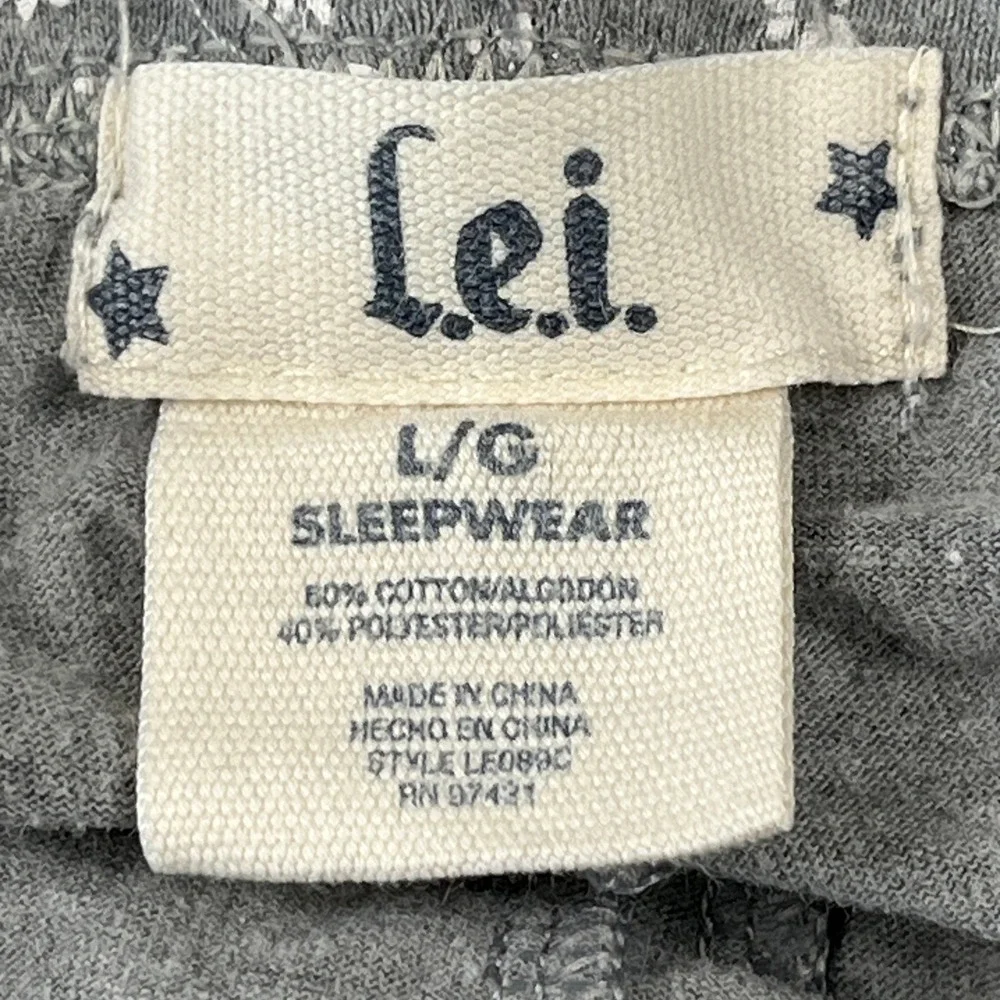 Lei Sleepwear Pajama Pants Women Large Gray Cotton Medium Wash Casual Drawstring